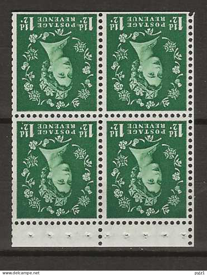 1952 MNH GB Wmk Tudor Crown Booklet Pane SG 517-mWi - Unused Stamps