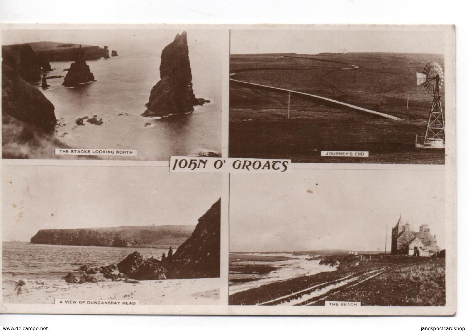 REAL PHOTOGRAPHIC POSTCARD - JOHN O'GROATS - LOCAL PUBLISHER  - GOOD JOHN O'GROATS - WICK POSTMARK - CAITHNESS - Caithness