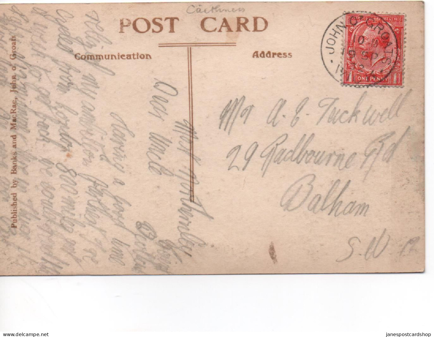 REAL PHOTOGRAPHIC POSTCARD - JOHN O'GROATS - LOCAL PUBLISHER  - GOOD JOHN O'GROATS - WICK POSTMARK - CAITHNESS - Caithness