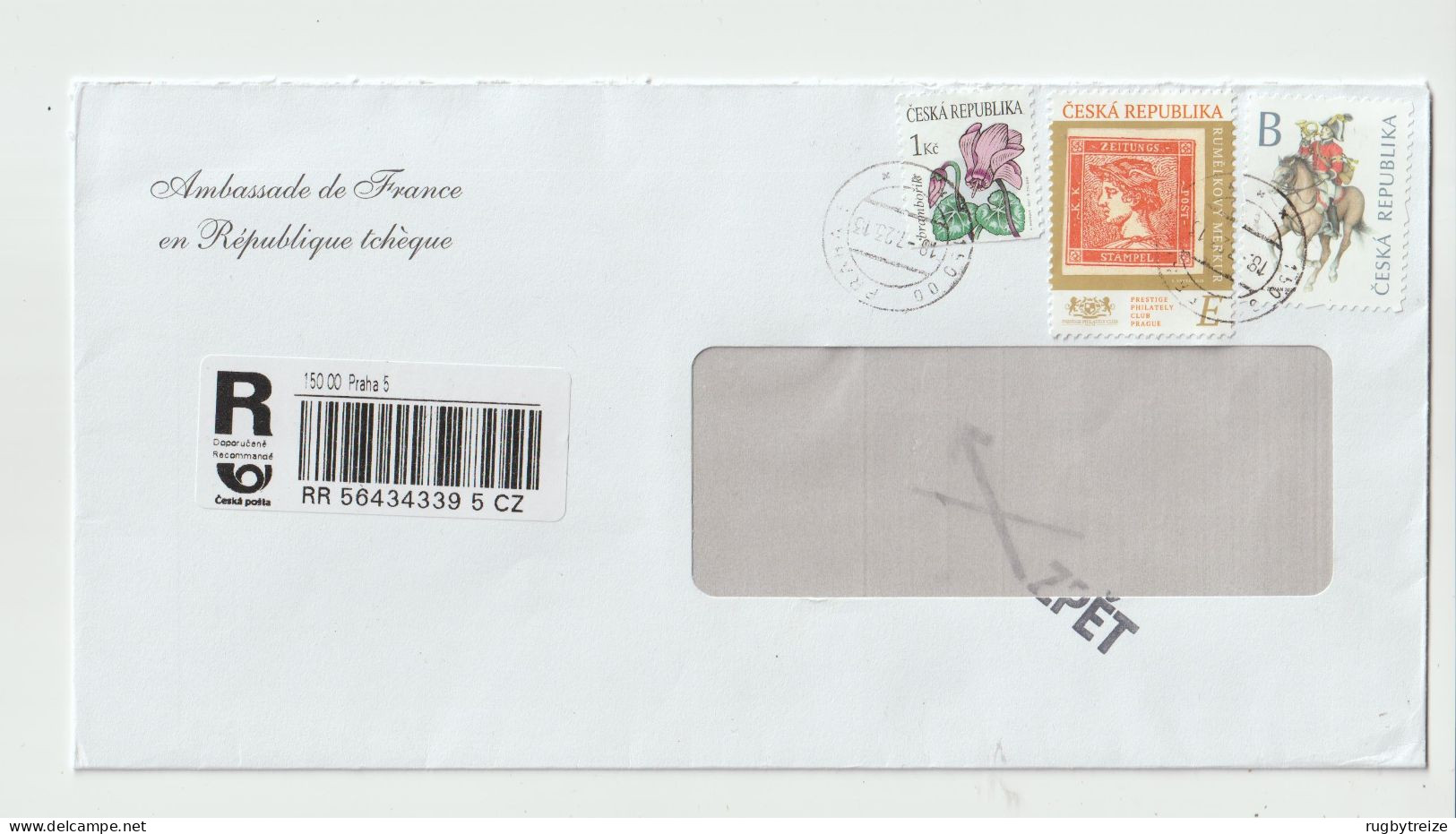 7563 Lettre Cover 2023 CESKA REPUBLIKA REPUBLIQUE TCHEQUE RECOMMANDE REGISTERED NPAI RTS RETURN TO SENDER - Covers & Documents