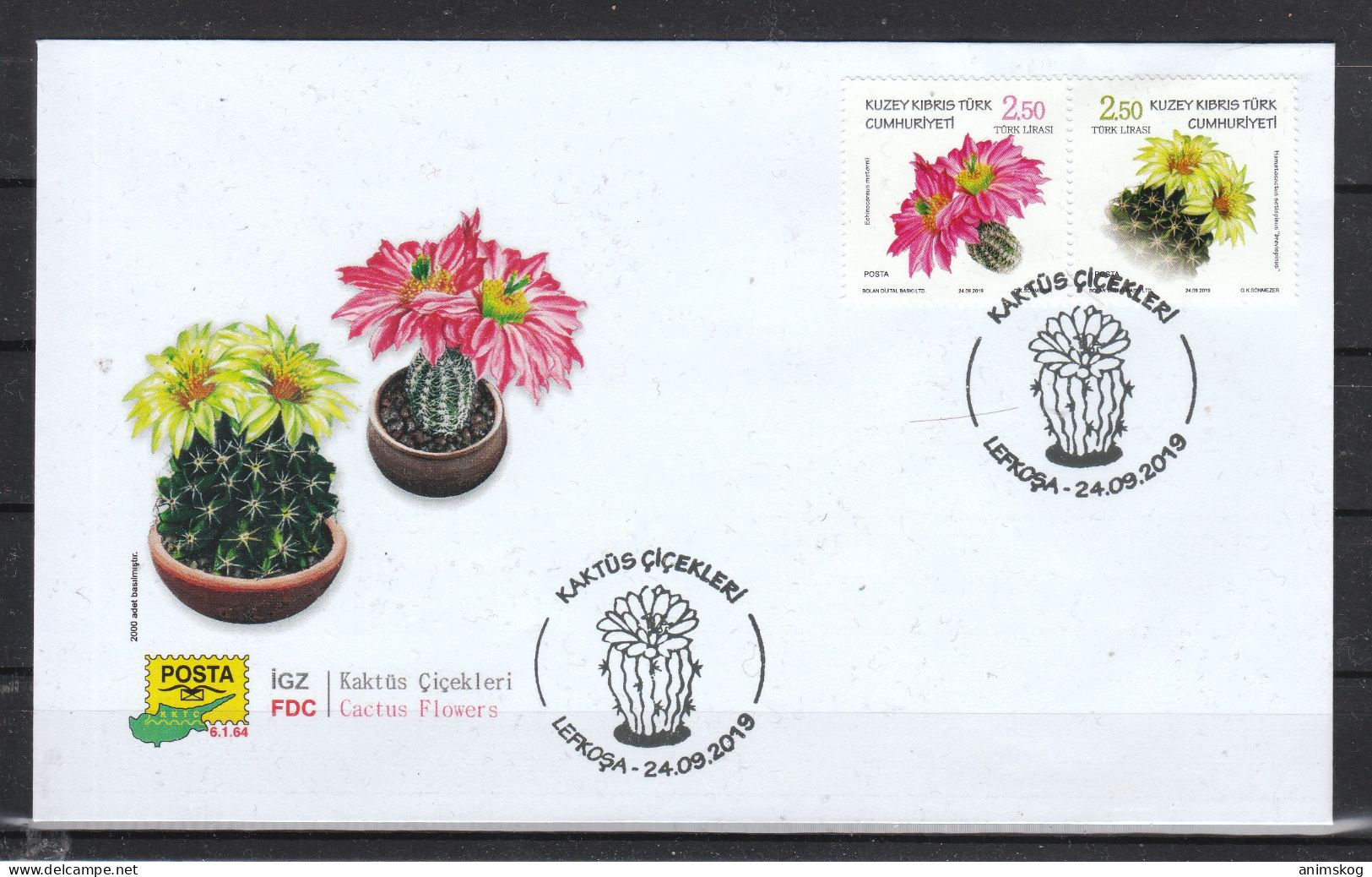 Türkisch Zypern 2019**, FDC Kakteenblüten  / Turkish Cyprus 2019, MNH, FDC Cactus Flowers - Autres & Non Classés