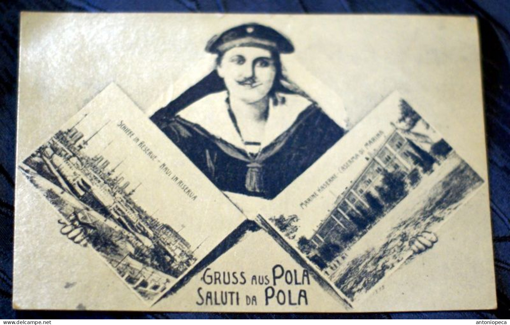 CARTOLINA ARTISTICA  INTERO POSTALE DA POLA A LUSSINPICCOLO 1914 - Fiume