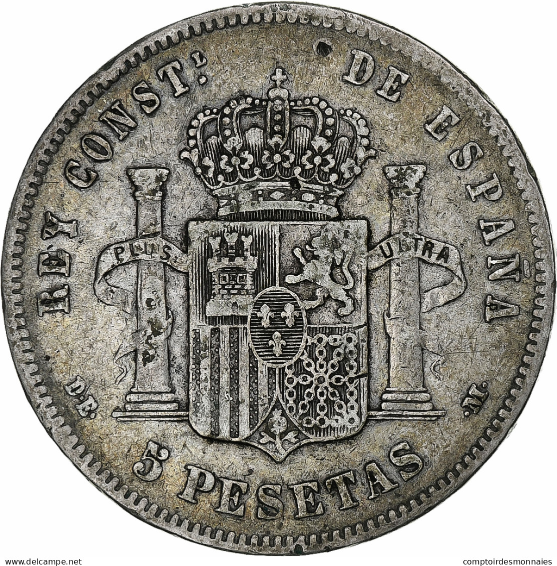 Espagne, Alfonso XII, 5 Pesetas, 1878, Madrid, Argent, TB+, KM:676 - Erstausgaben