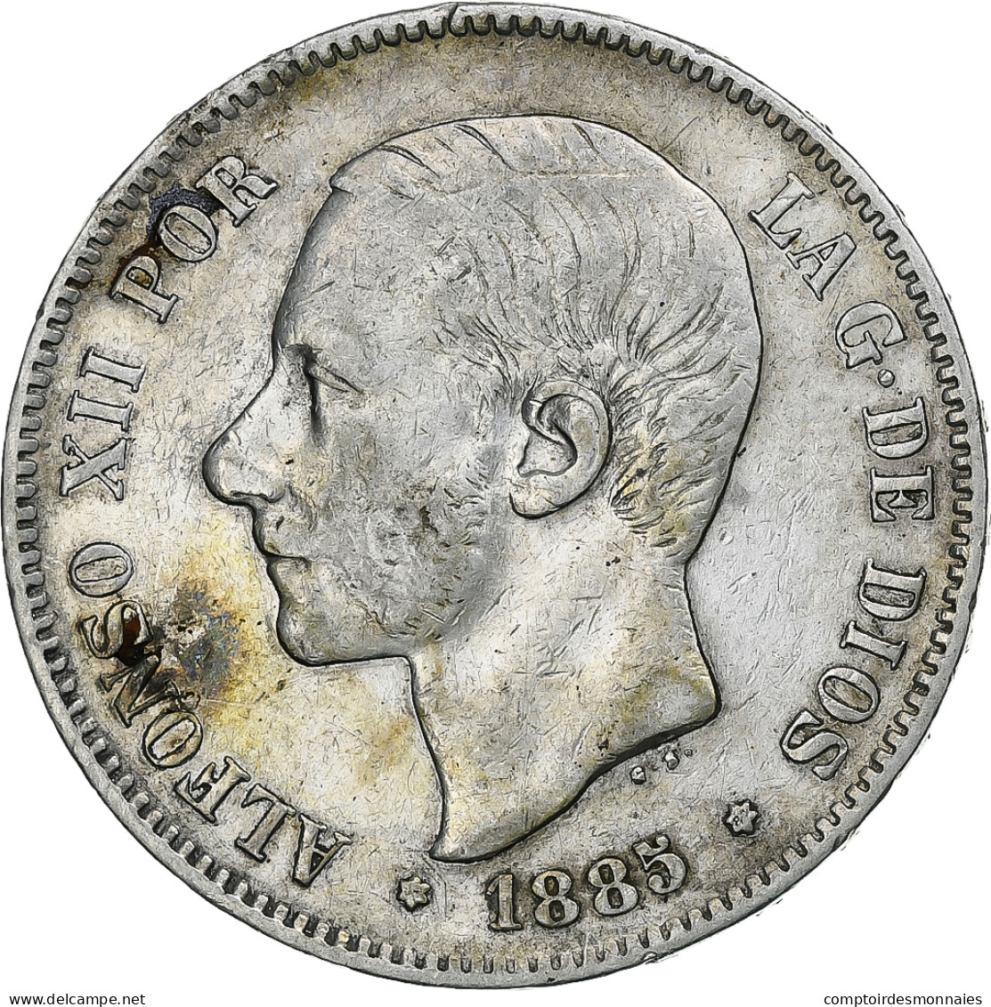 Espagne, Alfonso XII, 5 Pesetas, 1885, Madrid, Argent, TTB, KM:688 - Premières Frappes