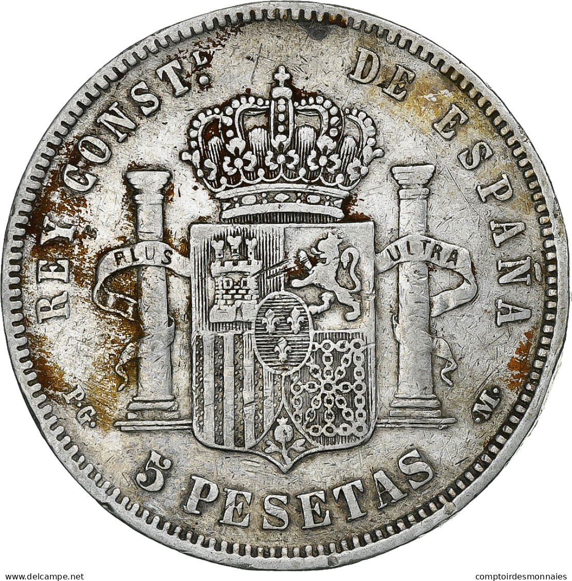 Espagne, Alfonso XIII, 5 Pesetas, 1891, Madrid, Argent, TB+, KM:689 - Erstausgaben