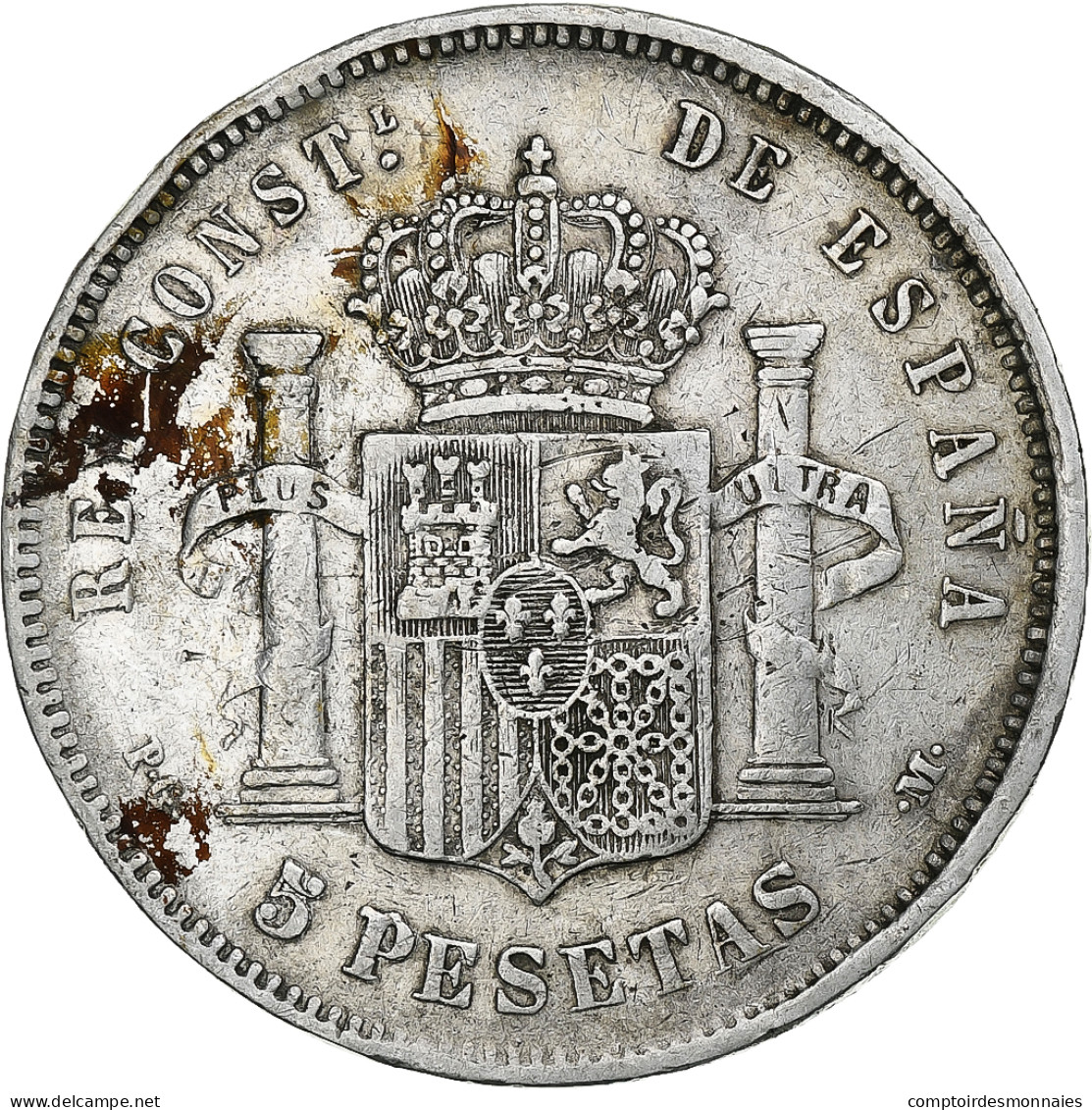 Espagne, Alfonso XIII, 5 Pesetas, 1892, Madrid, Argent, TB+, KM:689 - Premières Frappes