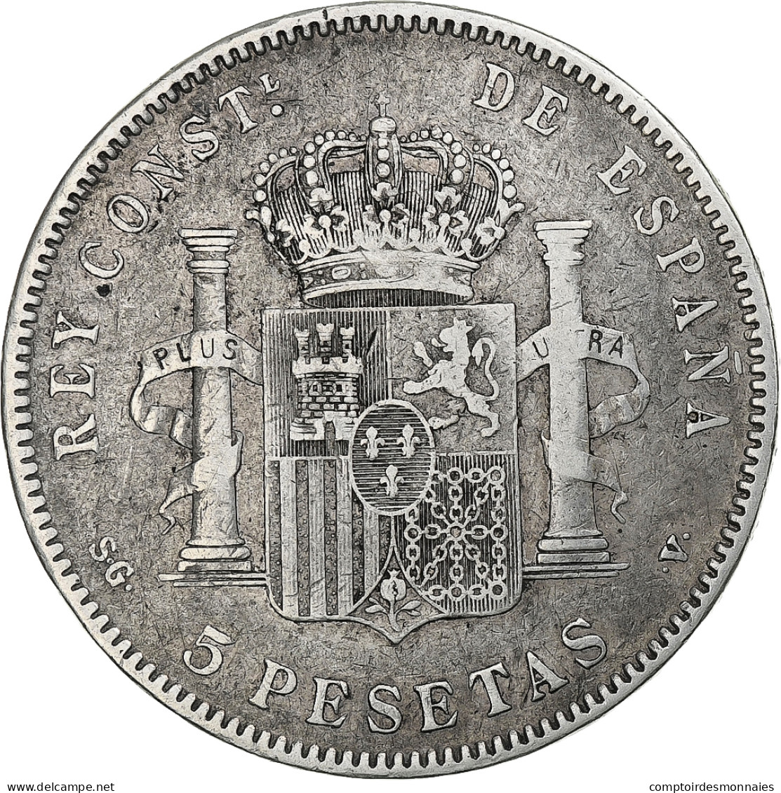 Espagne, Alfonso XIII, 5 Pesetas, 1898, Madrid, Argent, TB+, KM:707 - Erstausgaben