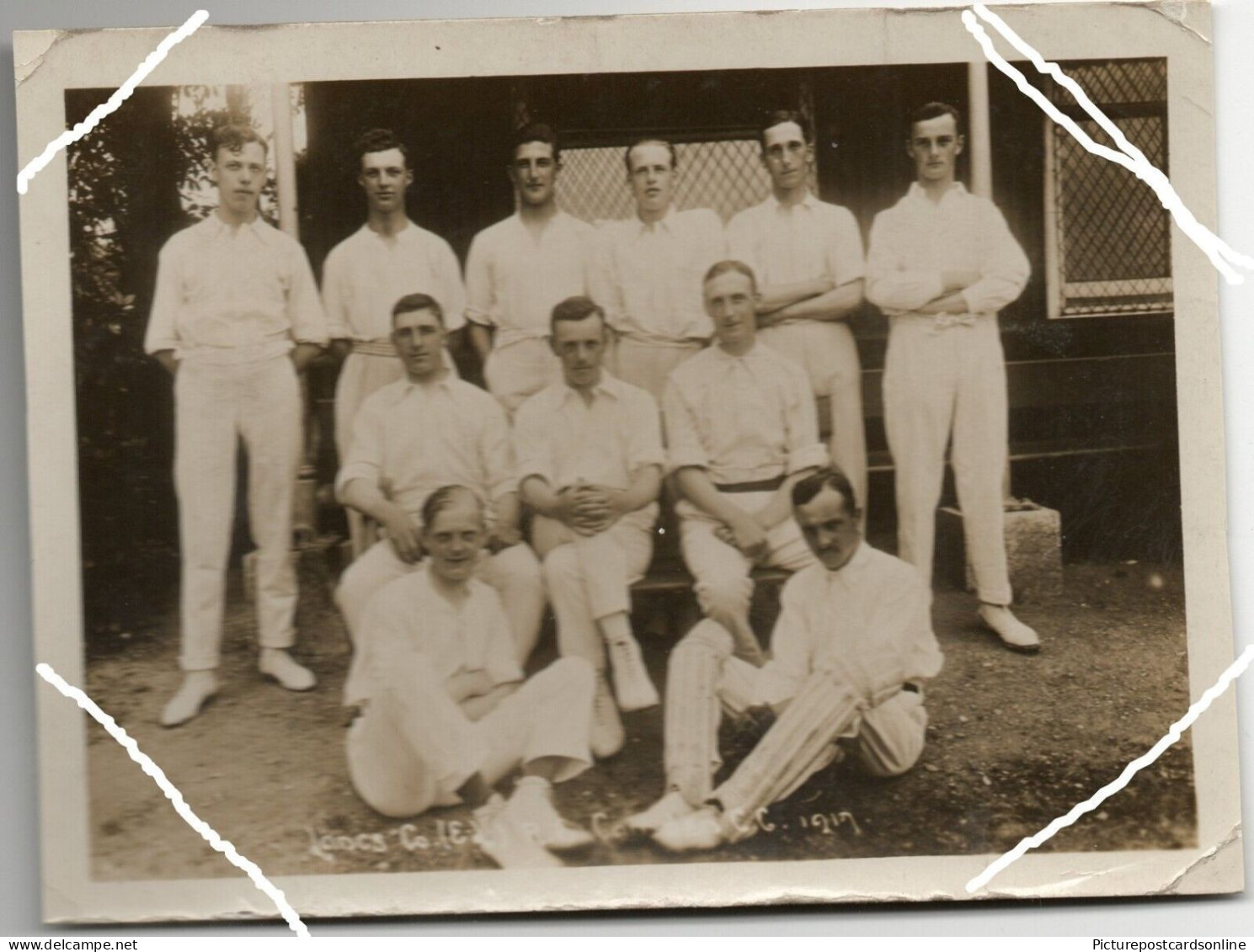CAMDEN CRICKET CLUB OLD R/P SMALL POSTCARD A LANCASHIRE CC VISIT? 1917 MILITARY? - Cricket