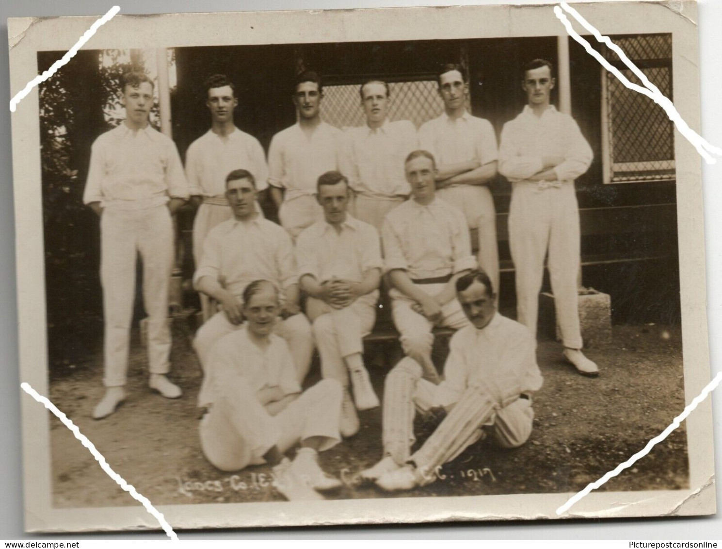 CAMDEN CRICKET CLUB OLD R/P SMALL POSTCARD A LANCASHIRE CC VISIT? 1917 MILITARY? - Críquet