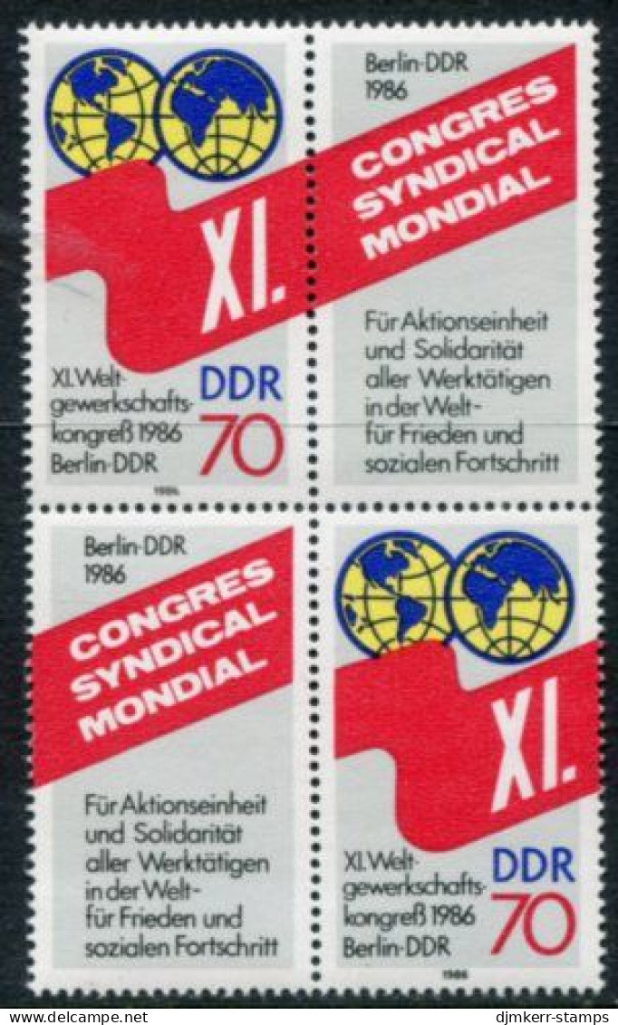 DDR 1986 World Trades Union Congress Block MNH / **.  Michel 3049 - Unused Stamps