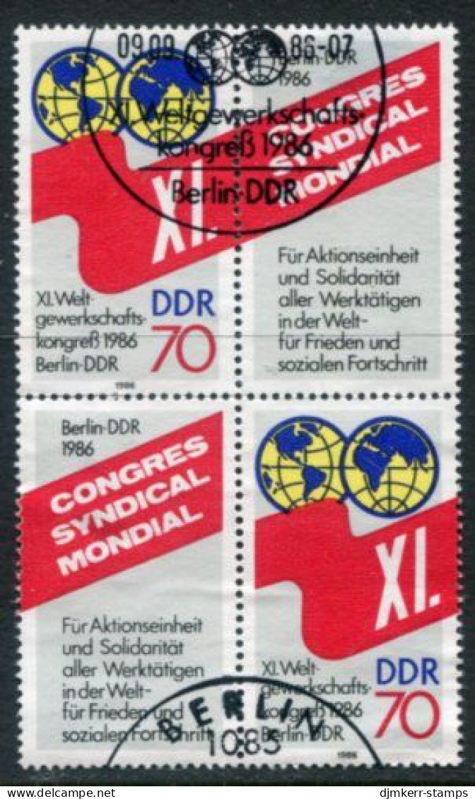 DDR 1986 World Trades Union Congress Block Used.  Michel 3049 - Used Stamps