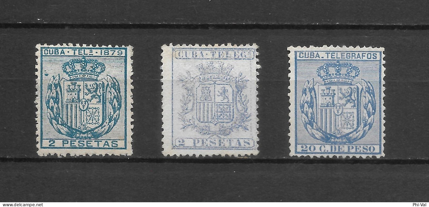 (LOT349) Cuba Telegraph Stamps. 1875-1896. VF MLH - Telegraph