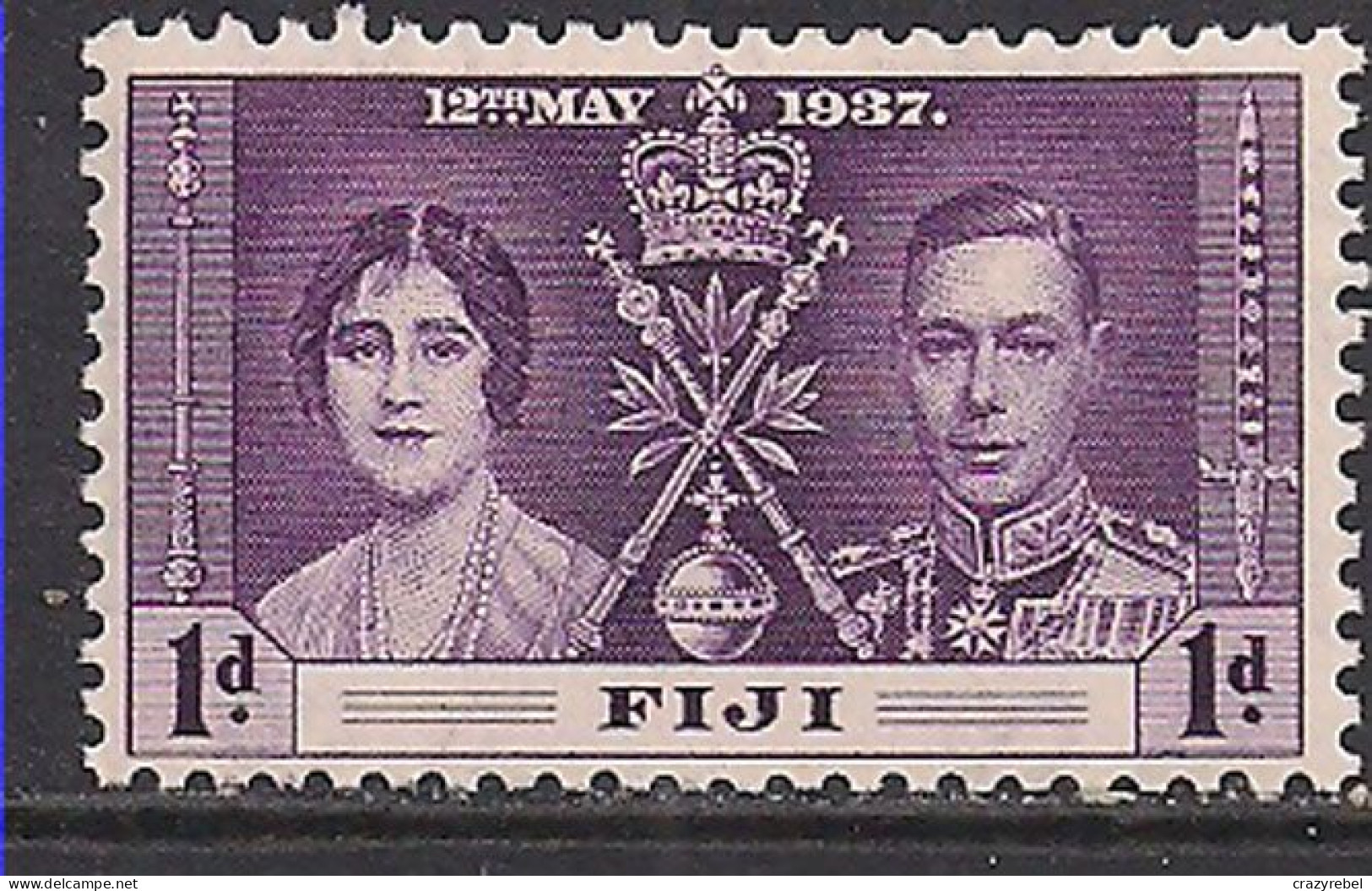 Fiji 1937 KGV1 1d Coronation MH SG 246 ( M1364 ) - Fiji (...-1970)