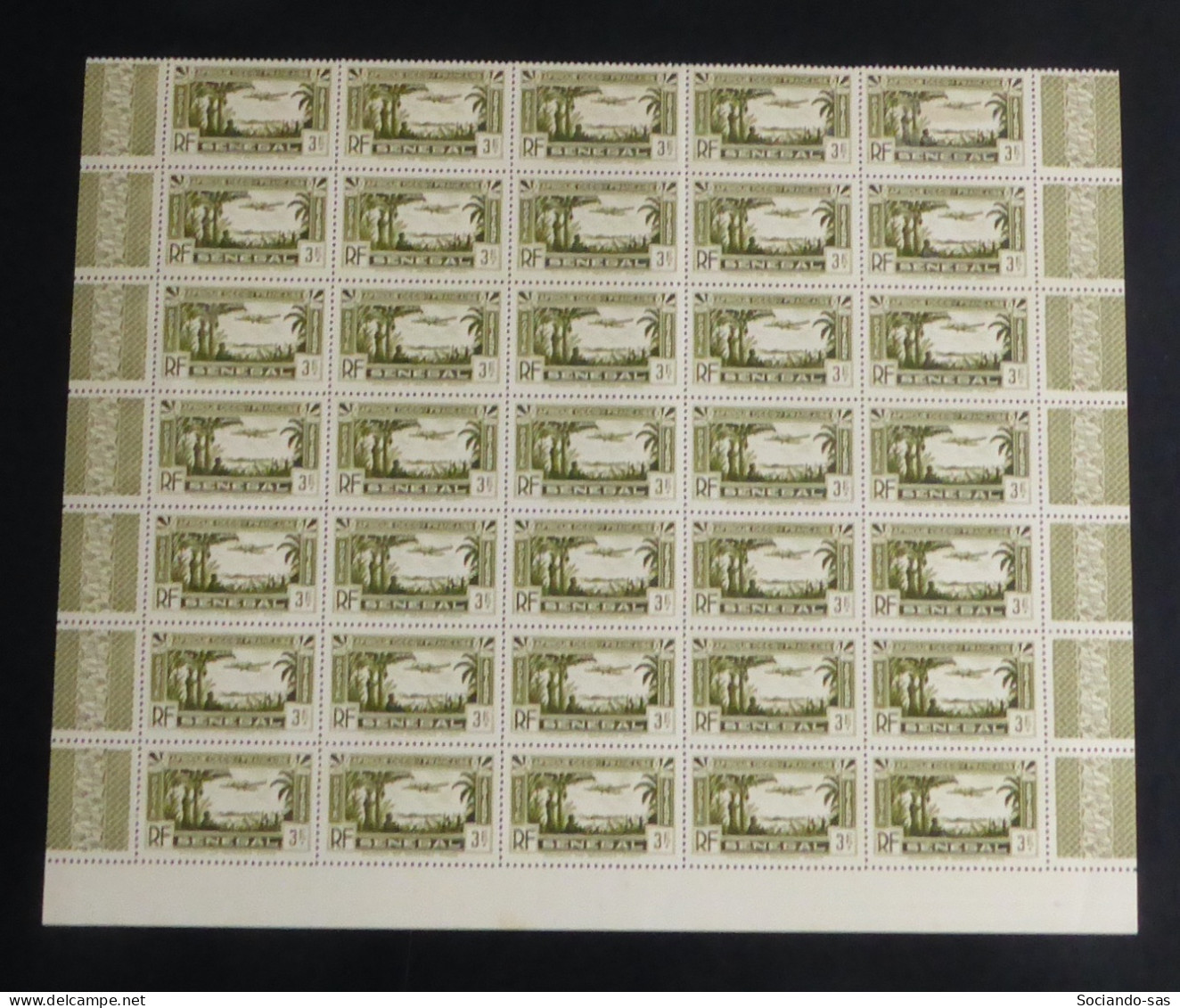 SENEGAL - 1935 - PA N°YT. 6 - Avion 3f Vert - Bloc De 35 Bord De Feuille - Neuf Luxe** / MNH - Poste Aérienne