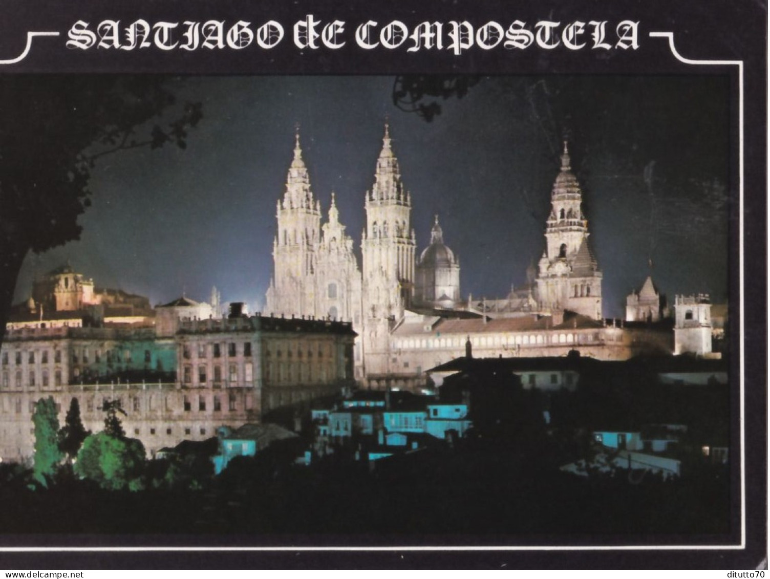 Santiago De Compostela - La Catedral Desde El Paseo De La Herradura - Nocturna - Formato Grande Viaggiata – FE390 - Santiago De Compostela