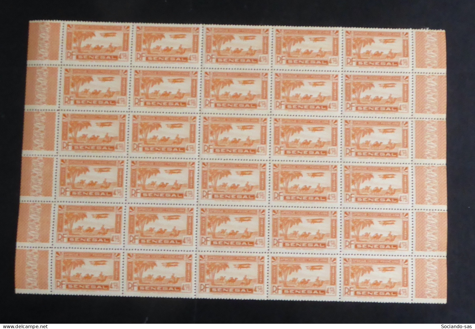 SENEGAL - 1935 - PA N°YT. 8 - Avion 4f75 Orange - Bloc De 30 Bord De Feuille - Neuf Luxe** / MNH - Aéreo