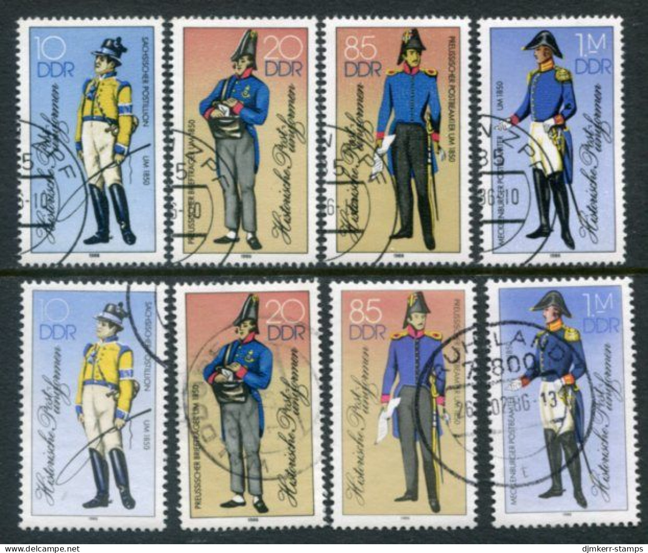 DDR 1986 Postal Uniforms Both Perforations Used.  Michel 2997-3000 I+II - Oblitérés