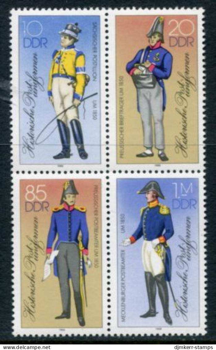 DDR 1986 Postal Uniforms In Block MNH / **.  Michel 2997-3000 II - Ongebruikt