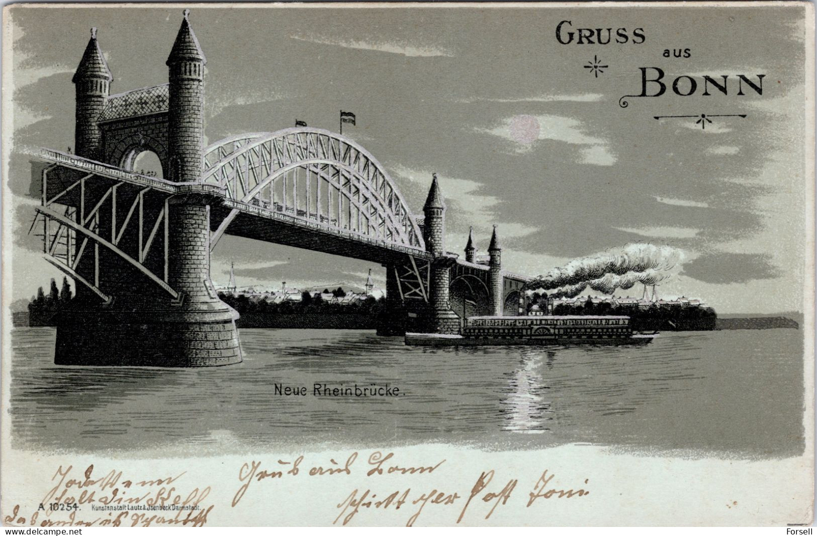 Gruss Aus Bonn , Neue Rheinbrücke (Stempel: Bonn 1900) - Bonn