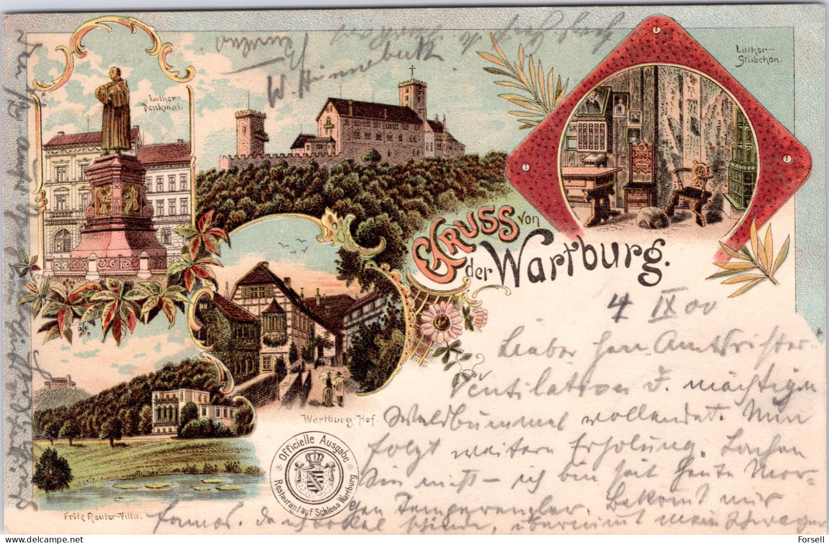 Gruss Von Der Wartburg (Stempel , Wartburg 1900) - Eisenach