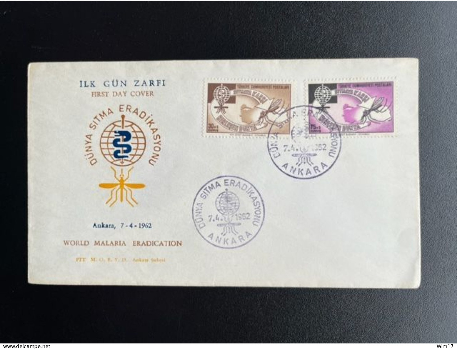 TURKEY 1962 FDC ANTI MALARIA 07-04-1962 TURKIJE TURKIYE - FDC