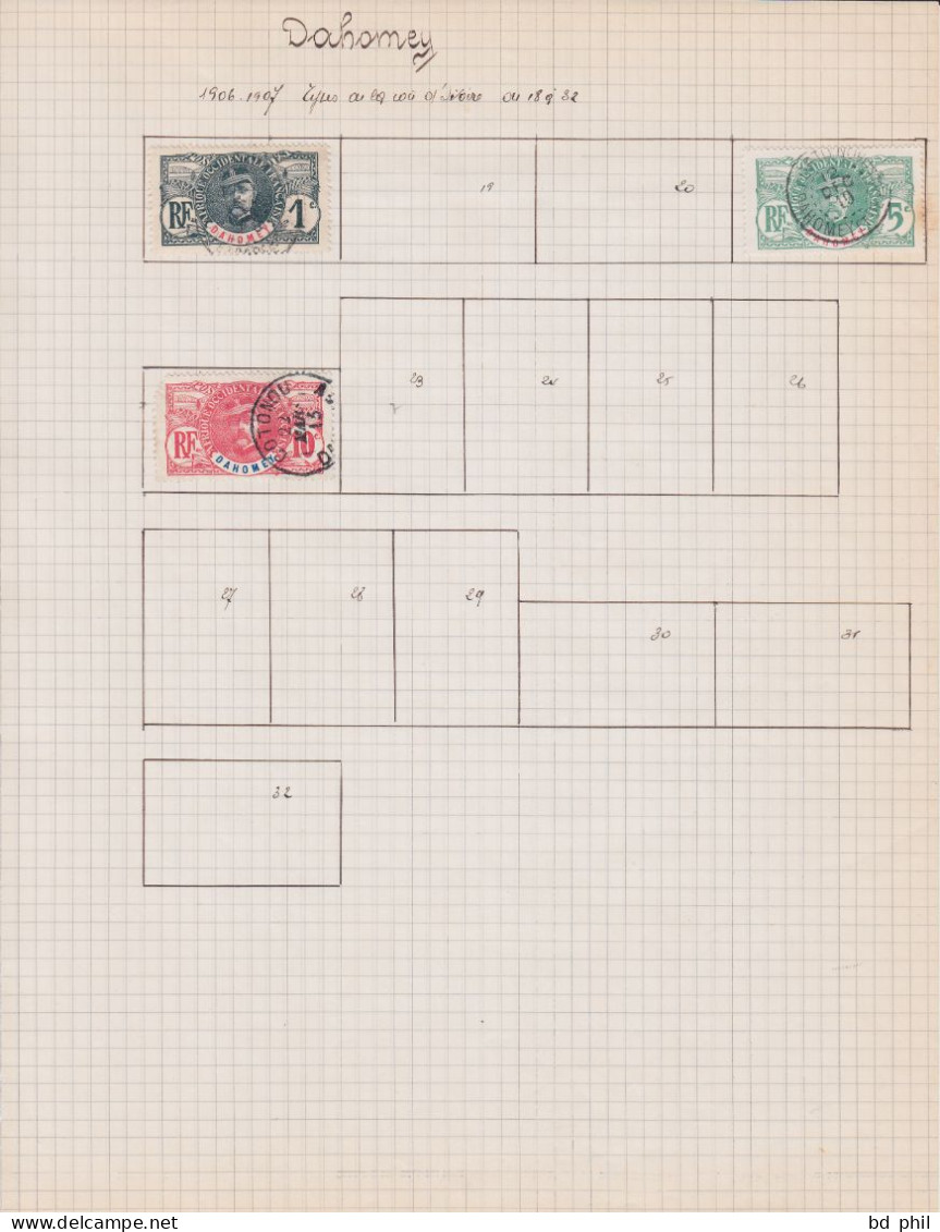 Lot 31 Timbres Dahomey 1906 1913 1917 1922 1926 1937 1938 1939 Neuf Et Oblitéré Avec Charnière - Autres & Non Classés