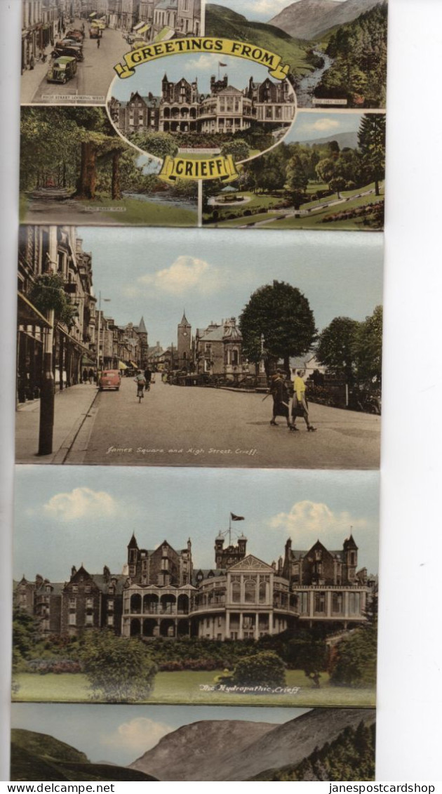 CRIEFF LETTERCARD - SHOWING HIGH STREET - PARKS - HYDROPATHIC ETC ETC - 1930'S 1940'S  CARS AND COAL  LORRY - Perthshire