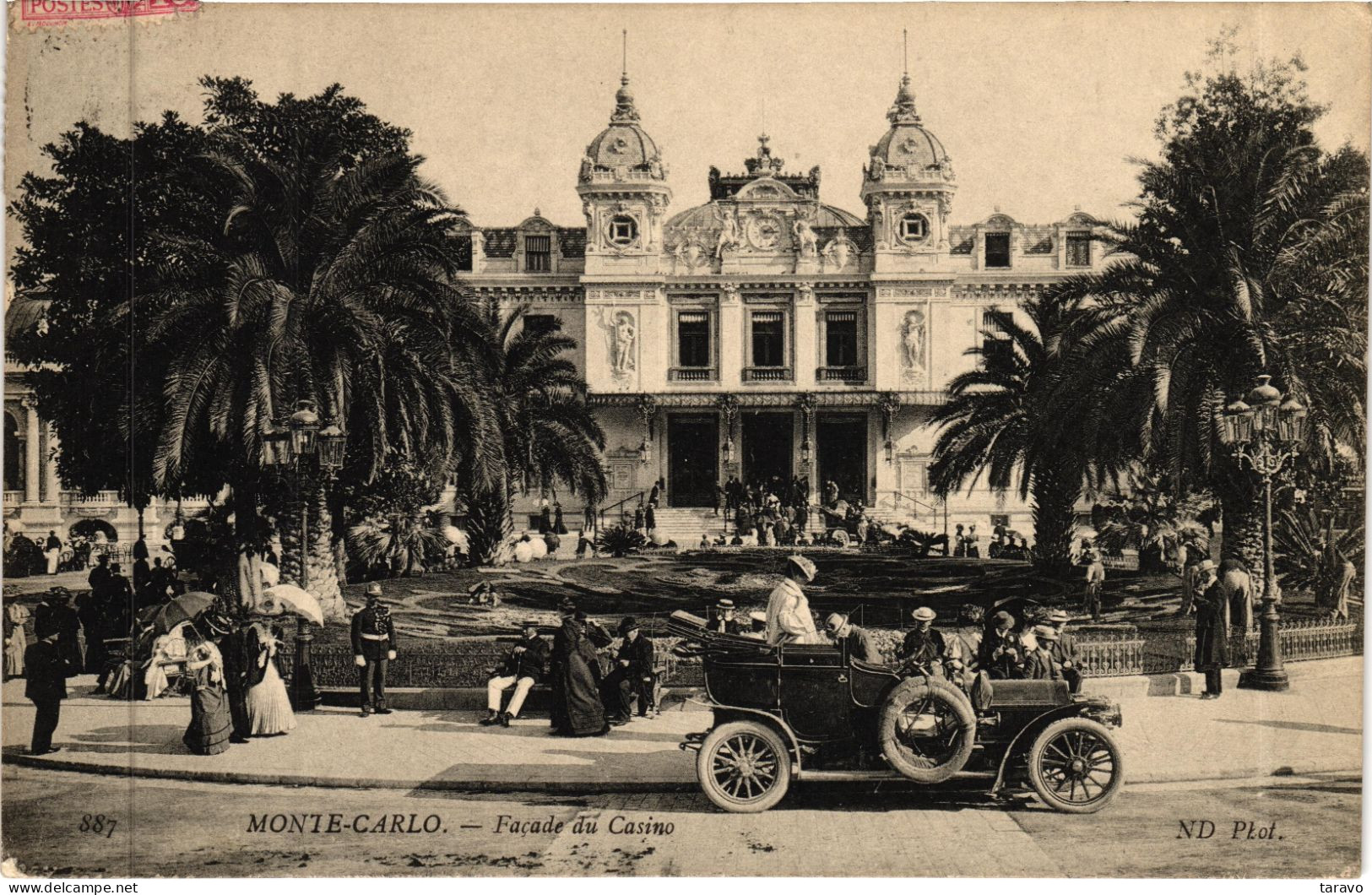 MONACO - MONTE-CARLO - LE CASINO, Les Jardins - Belle Animation 1908 - Automobile - Casinò