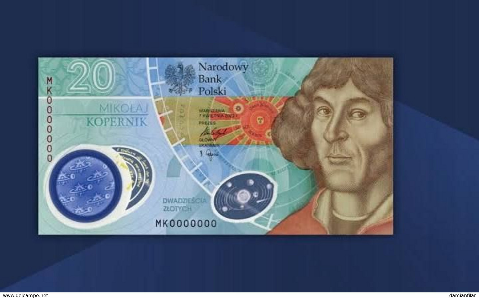 Polish Collector's Banknote 20zł Nicolaus Copernicus 2023 NBP Polymer - Poland