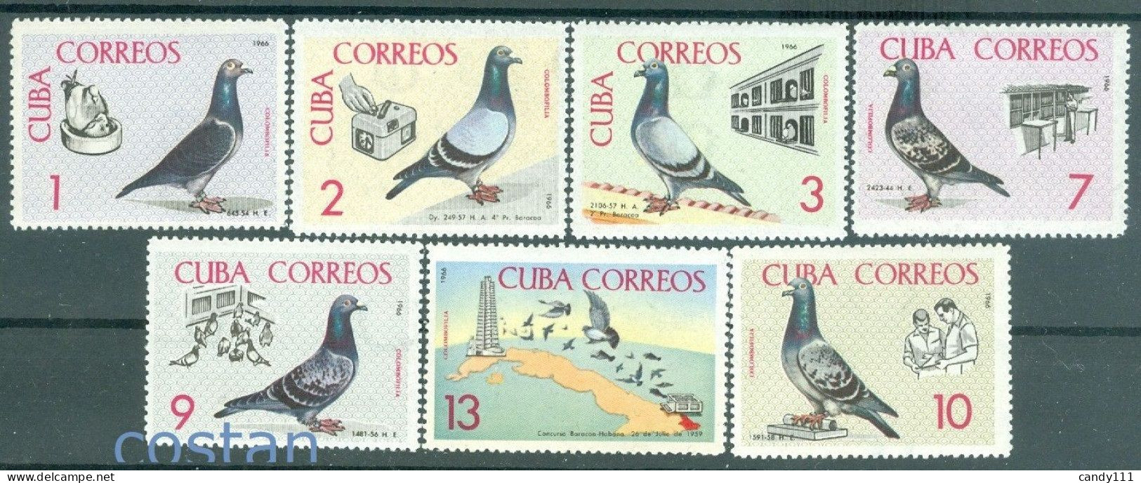 1966 Pigeons,Mail/Messenger Pigeons,Tauben,CUBA,1201,MNH - Columbiformes