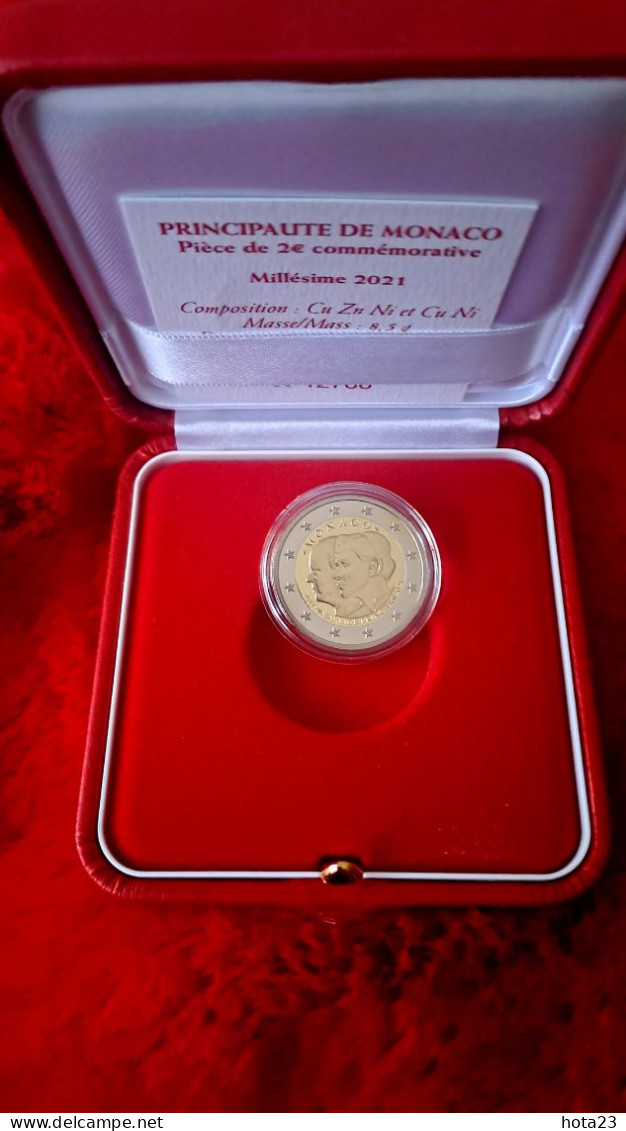 Monaco 2 Euro Coin 2021 PP 10 Years Wedding Charlene And Albert  In Original Packaging Case And Slipers - Monaco