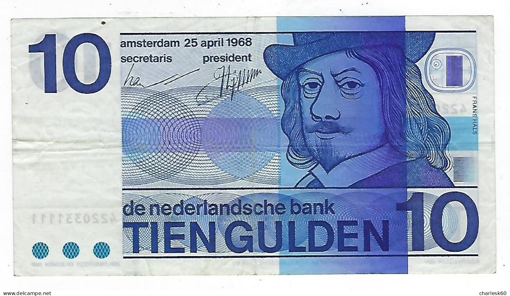 Billet - Pays Bas - Tien Gulden - 1968 - 10 Gulden