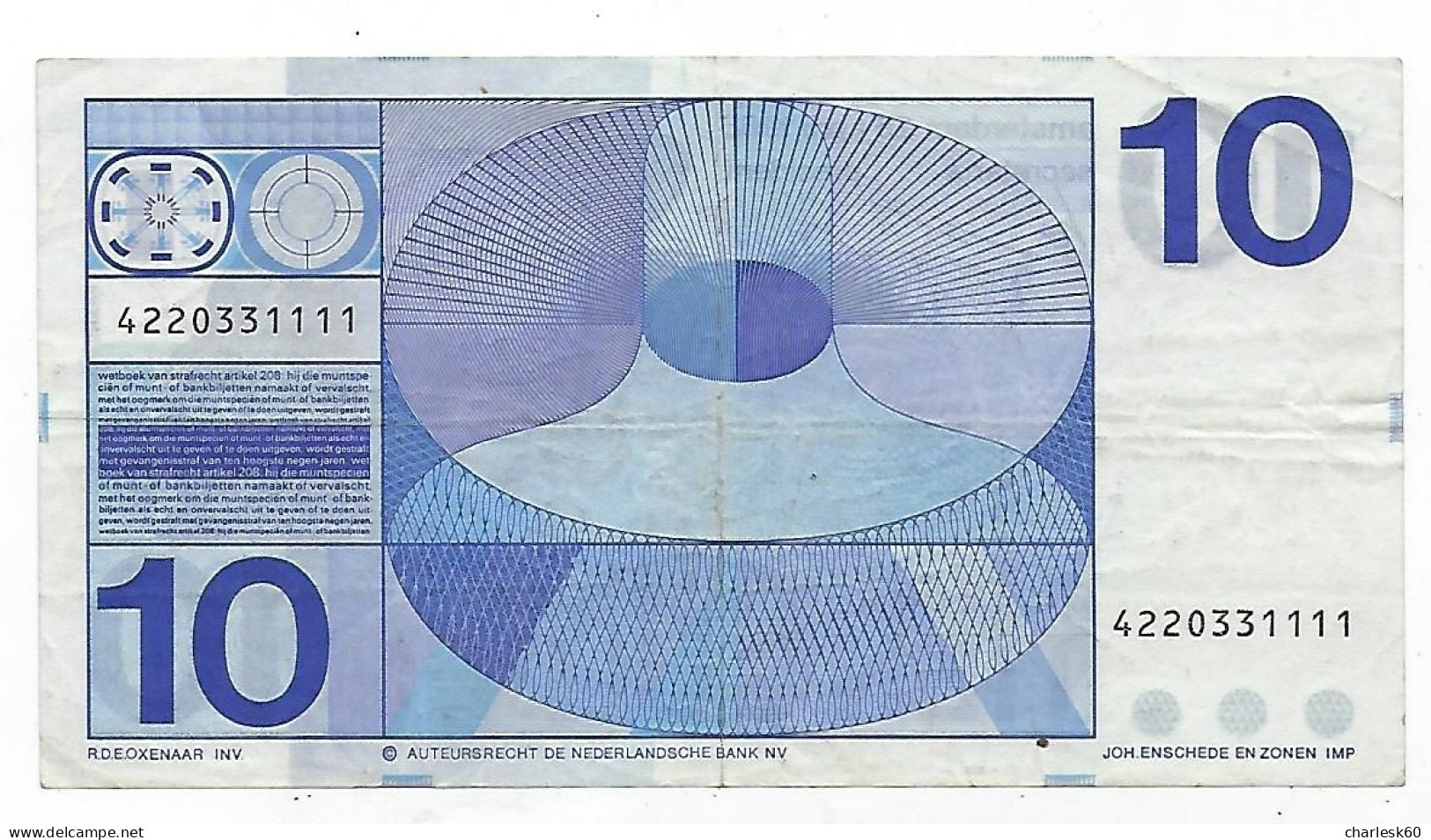 Billet - Pays Bas - Tien Gulden - 1968 - 10 Gulden