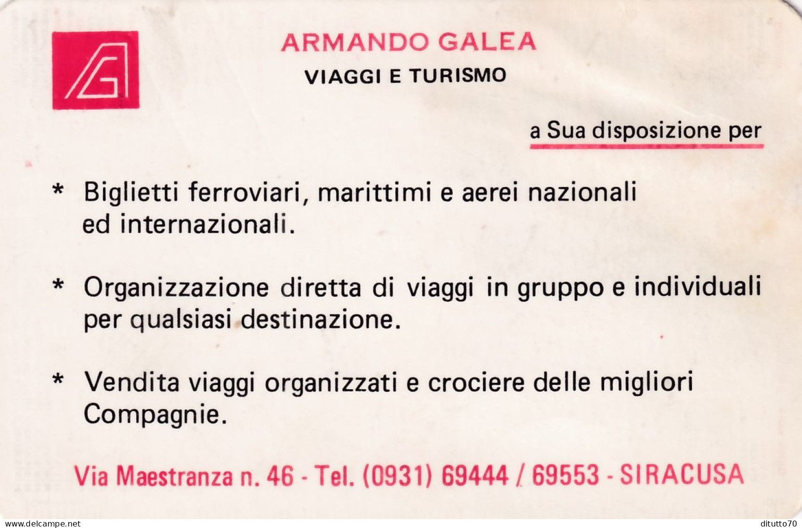 Calendarietto - Armando Galea - Viaggi E Turismo - Anno 1981 - Petit Format : 1981-90