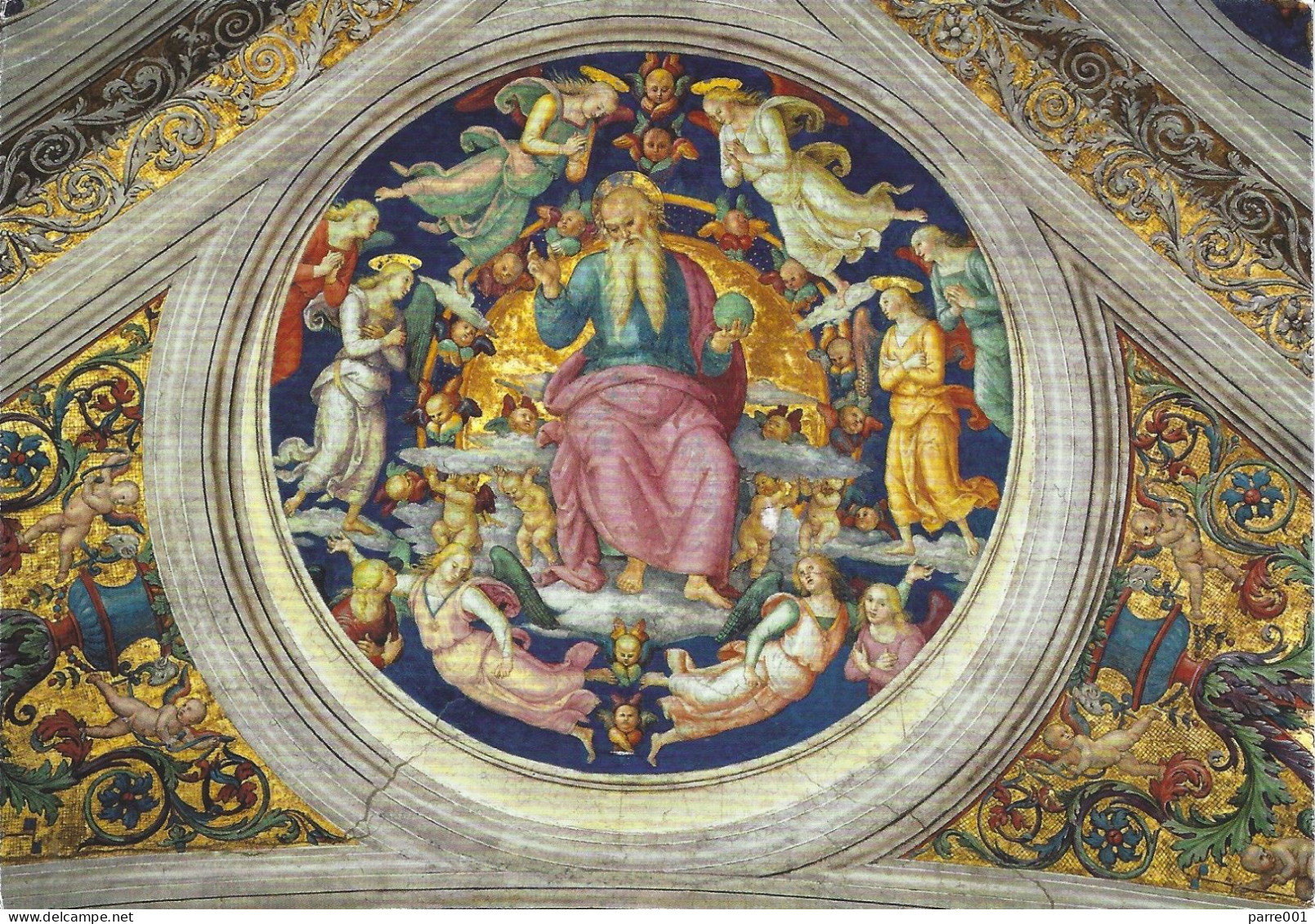 Vatican 2024 Creator Enthroned Between Angels And Cherubs Renaissance Painter Pietro Perugino Sistine Chapel Postcard - Postwaardestukken