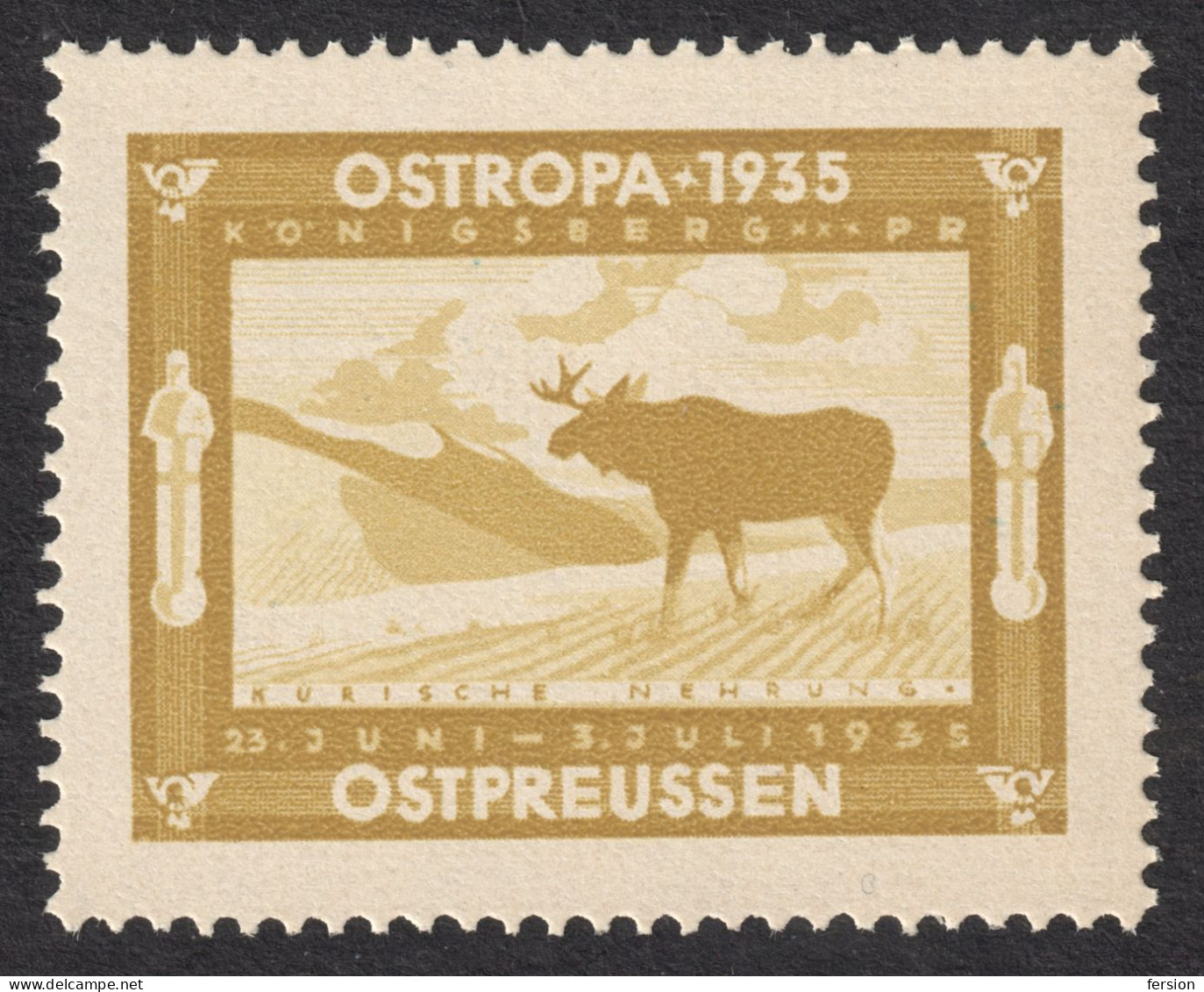 DEAR Kurische Nehrung - Ostropa Königsberg 1935 Germany East Prussia LABEL CINDERELLA VIGNETTE Philatelic Exhibition - Gibier