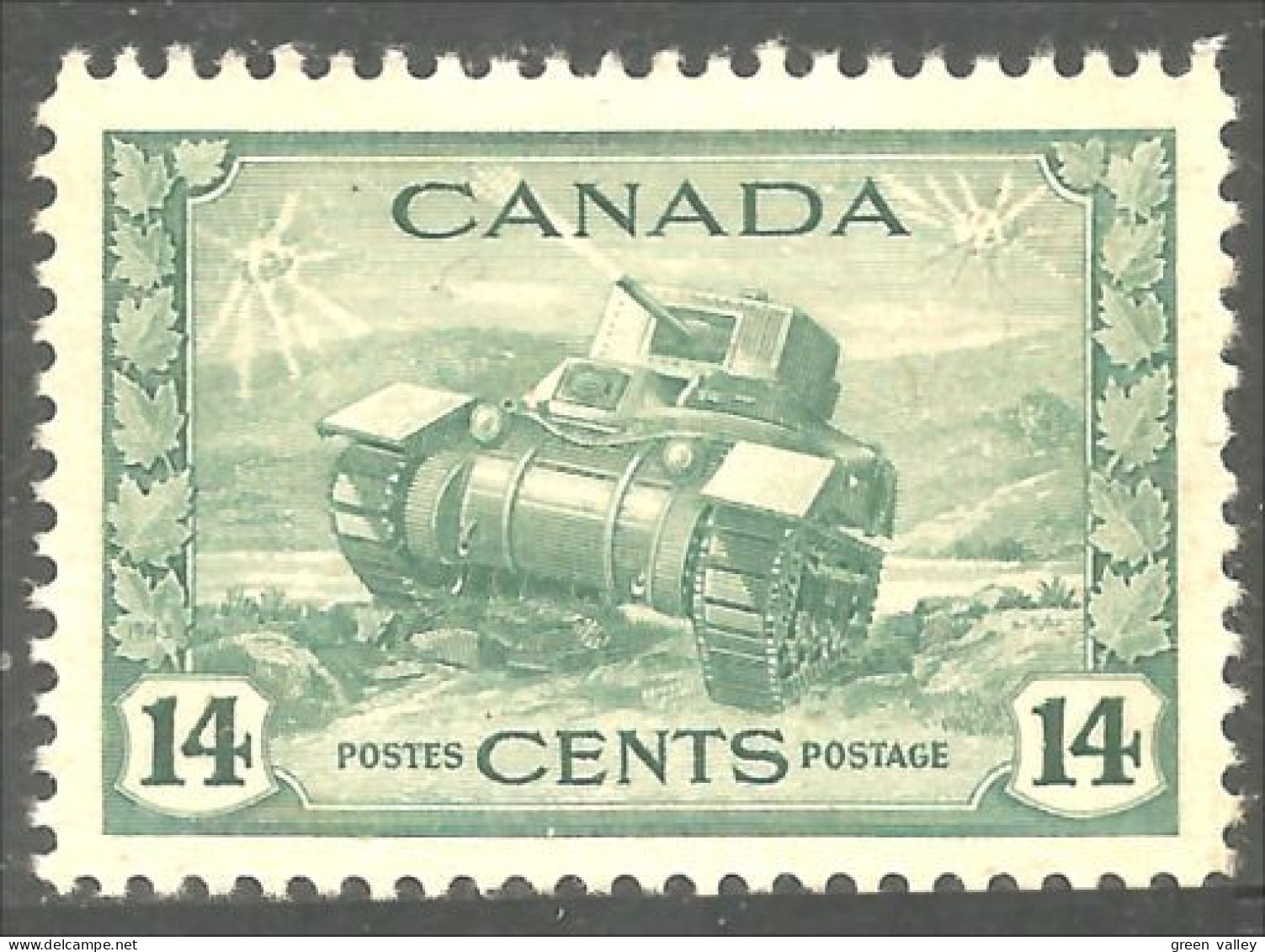 951 Canada 1942 #259 George VI 14c Vert Green Ram Tank War Issue MH * Neuf CV $12.00 VF (451) - Neufs