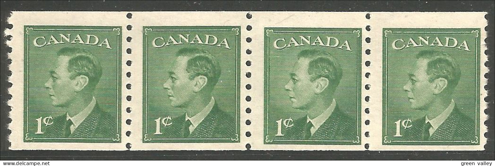 951 Canada 1950 #297 King George VI 1c Strip Of 4 Stamps **/*/*/** (405) - Neufs