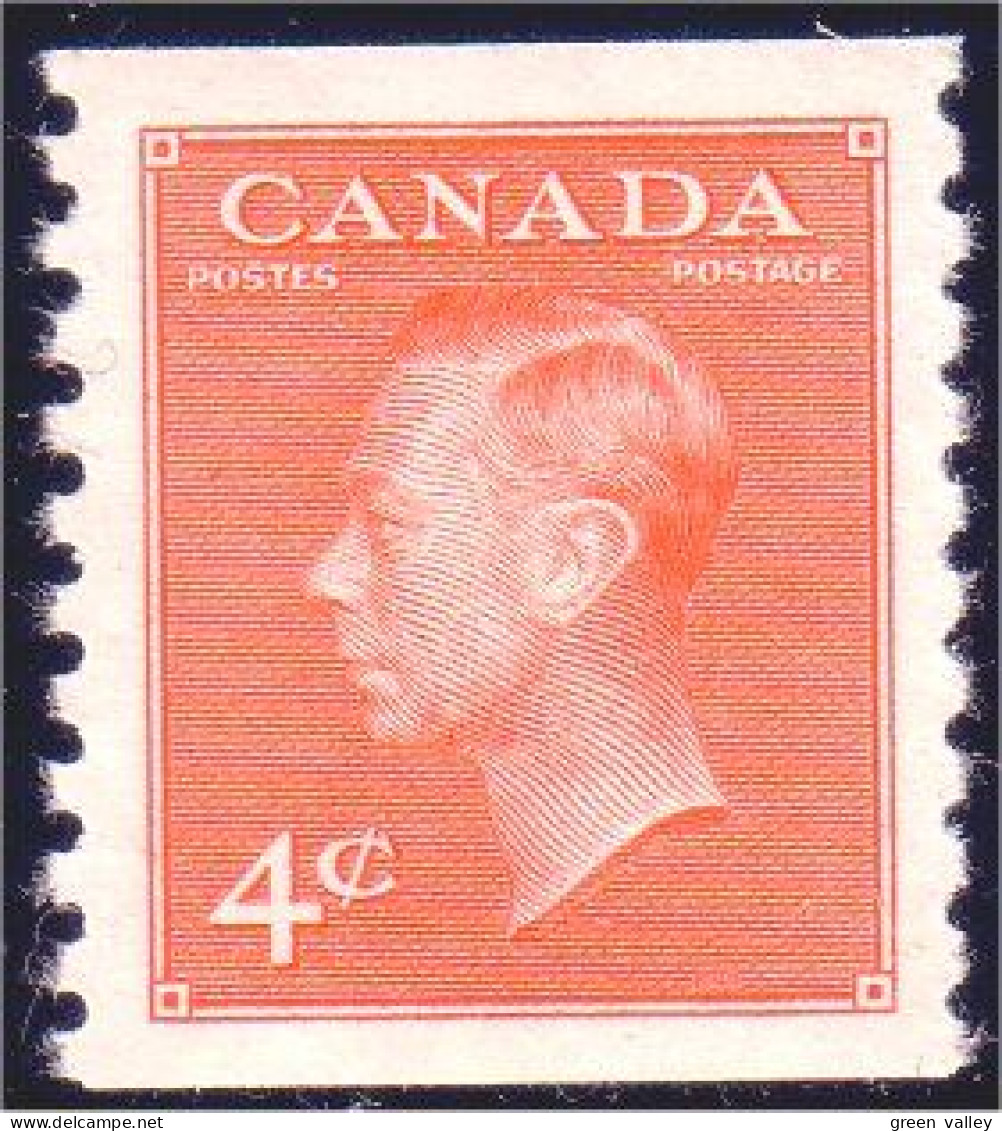 951 Canada 1951 George VI POSTES-POSTAGE 4c Orange Coil Roulette Perf 9.5 MNH ** Neuf SC (177) - Neufs