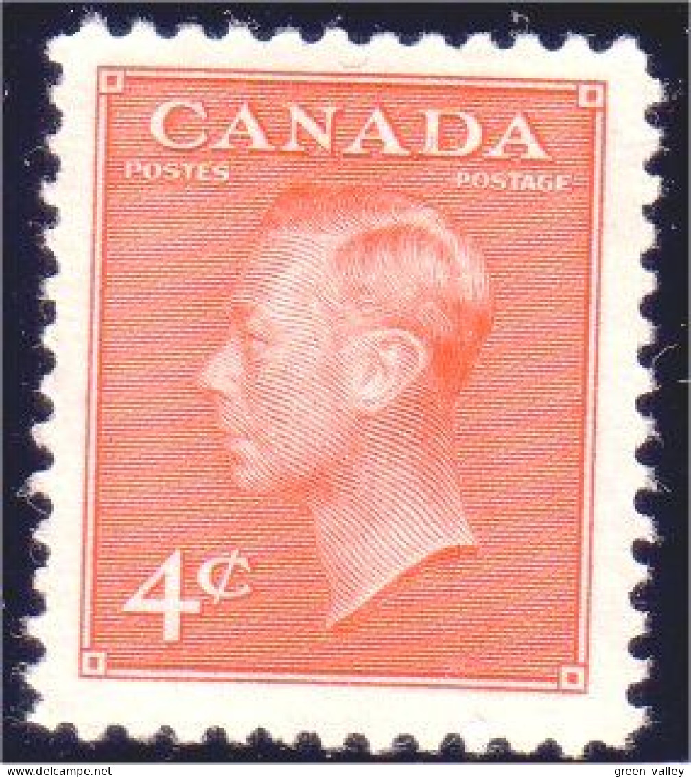 951 Canada 1951 George VI POSTES-POSTAGE 4c Orange MNH ** Neuf SC (174) - Neufs