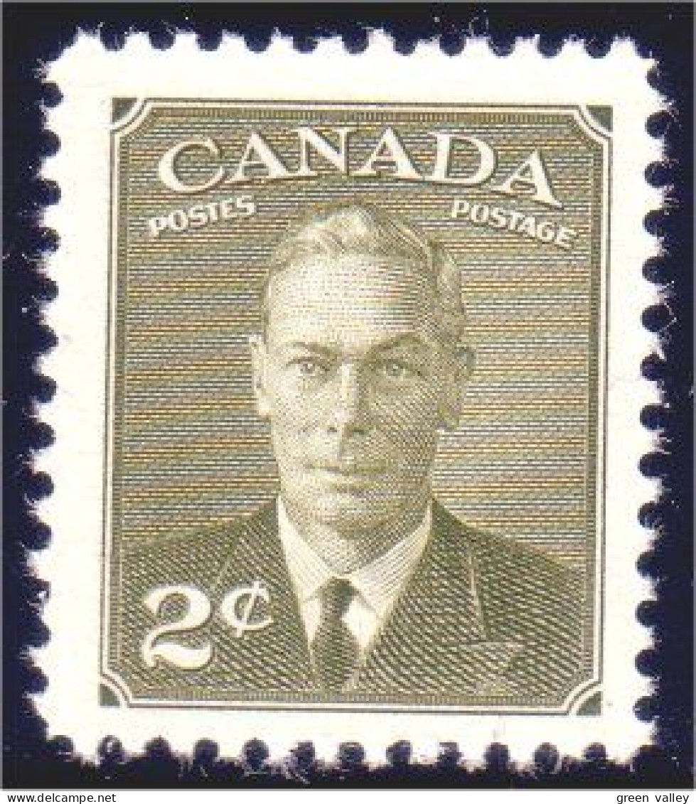 951 Canada 1951 George VI POSTES-POSTAGE 2c Vert Olive Green MNH ** Neuf SC (169) - Unused Stamps