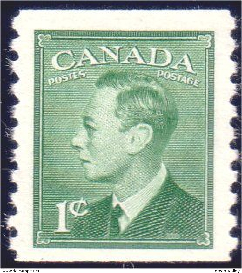 951 Canada 1950 George VI POSTES-POSTAGE 1c Green Vert Coil Roulette MNH ** Neuf SC (161) - Neufs