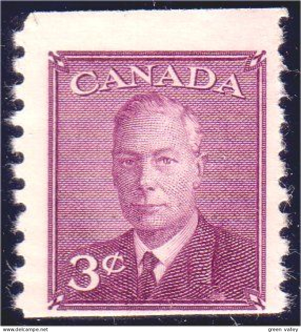 951 Canada 1949 George VI POSTES-POSTAGE Omitted 3c Rose Violet Coil Roulette MNH ** Neuf SC (159) - Unused Stamps