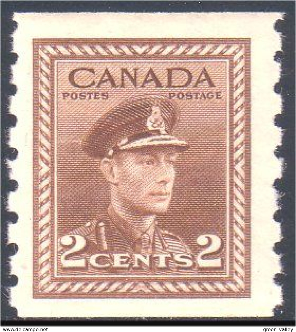 951 Canada 1942 George VI War Issue 2c Brun Brown Coil Roulette Perf 8 MNH ** Neuf SC (131) - Unused Stamps