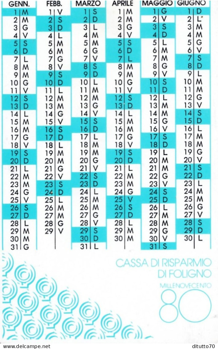 Calendarietto - Cassa Di Risparmio Di Foligno - Anno 1980 - Petit Format : 1971-80