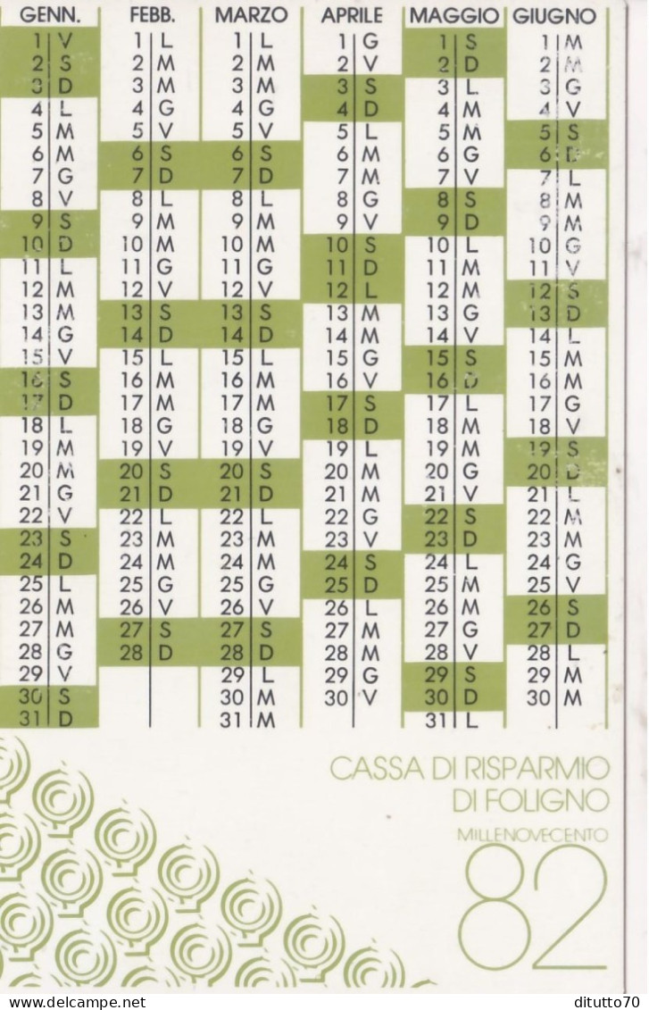 Calendarietto - Cassa Di Risparmio Di Foligno - Anno 1982 - Petit Format : 1981-90