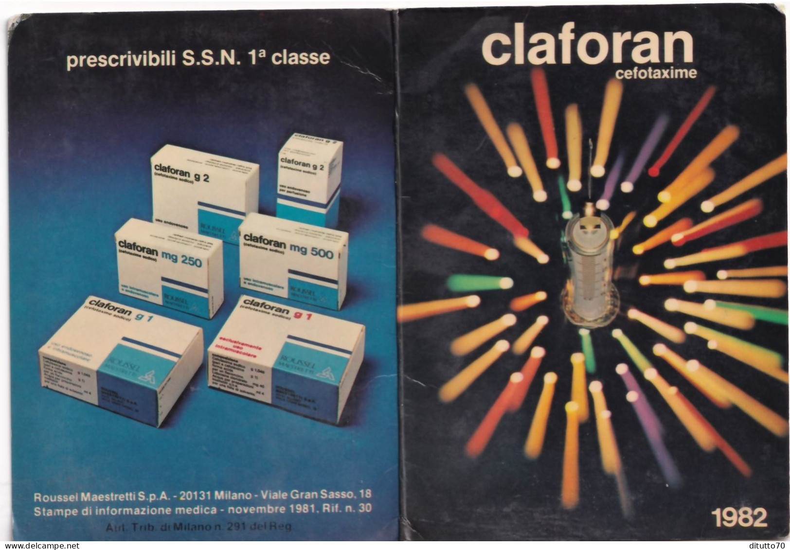 Calendarietto - Claforan - Cefotaxime - Anno 1982 - Petit Format : 1981-90