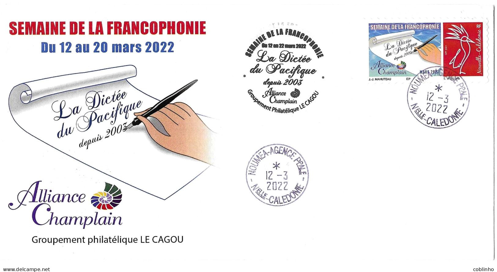 NOUVELLE CALEDONIE (New Caledonia)- Enveloppe Club Cagou -2022- Semaine Francophonie Alliance Champlain - Covers & Documents