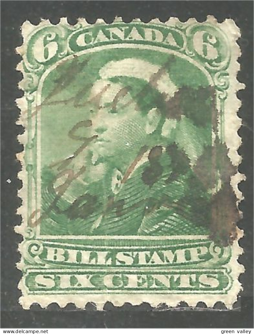 970 Canada Bill Stamp Large Queen 6c Vert Green (356) - Fiscale Zegels