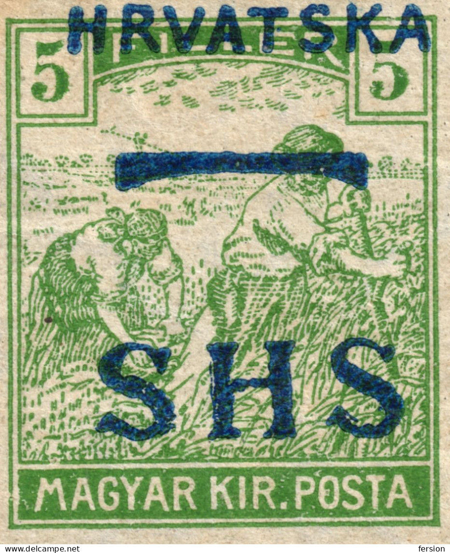 1918 SHS Yugoslavia Croatia - Hungary Harvester OVERPRINT LOT - MH 5 F /  6 F / 15 F - Ungebraucht